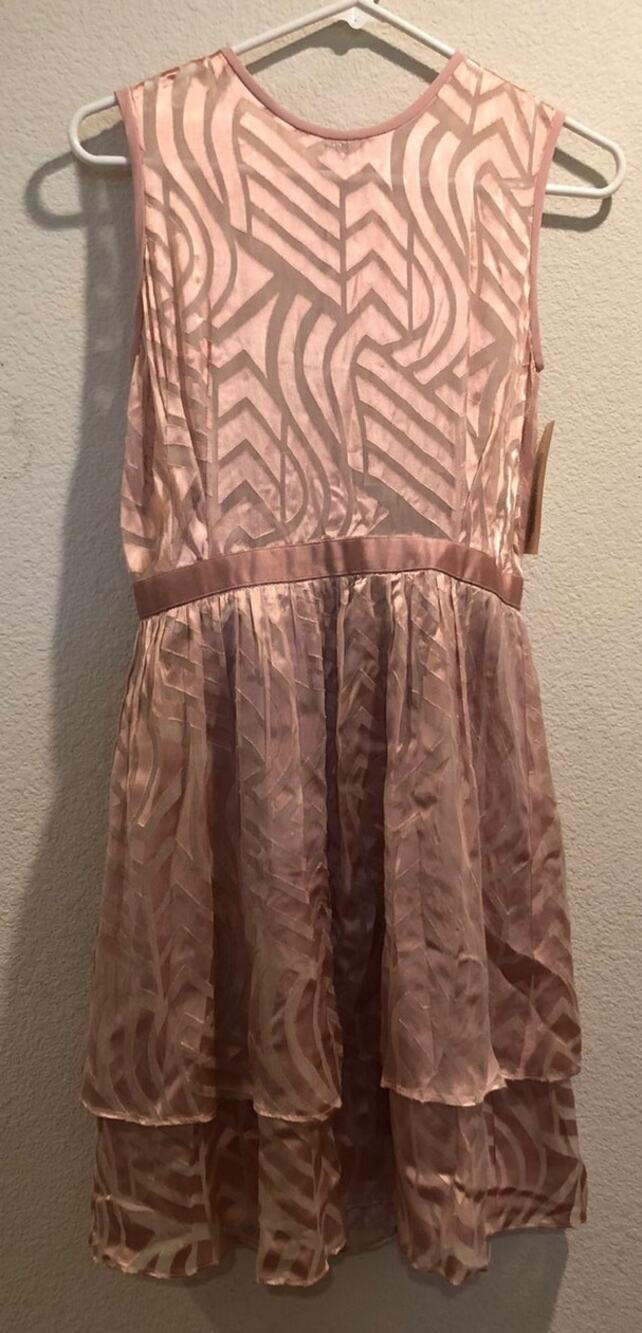 Shoshanna NWT Pink Silk Blend Abstract Print Tiered Mini Dress Size 2